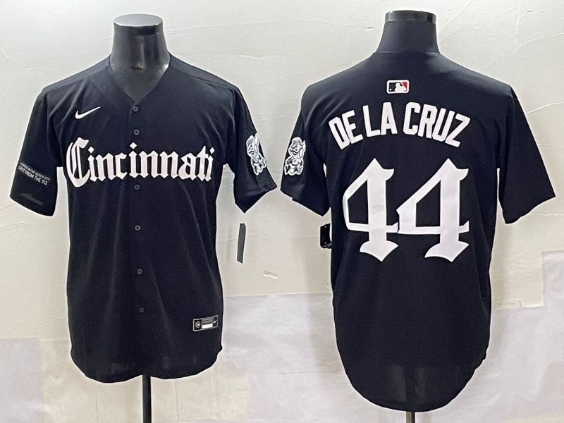 Men 2025 Cincinnati Reds #44 Delacruz Black Five generations Joint Name Nike MLB Jersey style 13->cincinnati reds->MLB Jersey